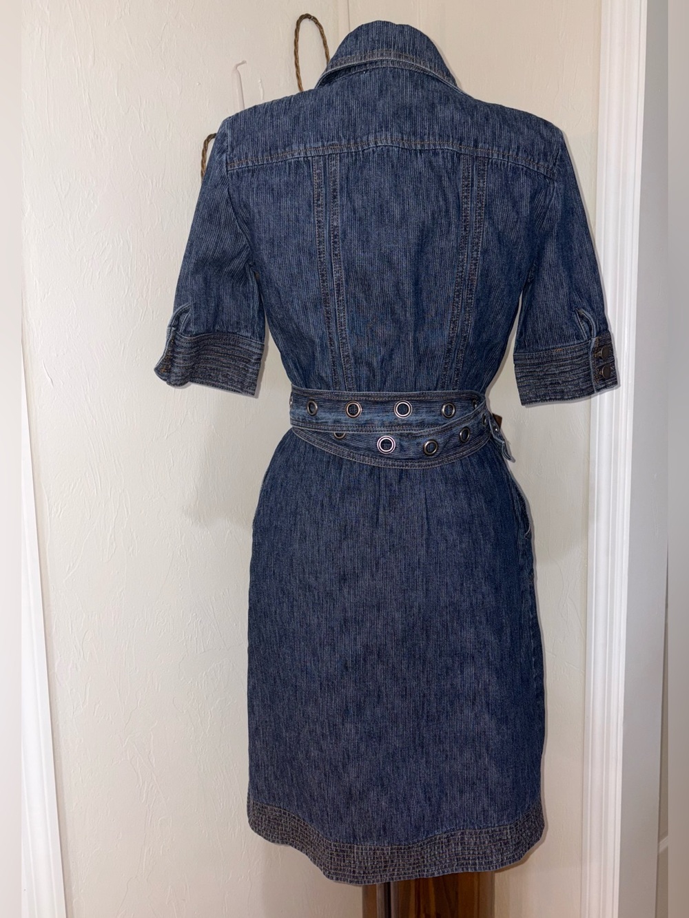 Diane Von Furstenberg Denim Wrap Dress Belted Cotton Size 4 - Picture 4 of 11